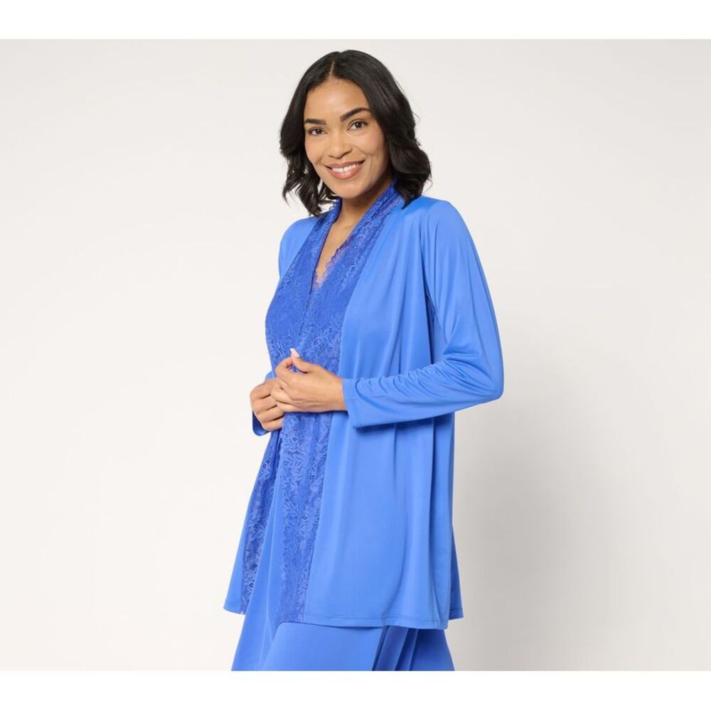 SUNNYLiFE Women's Top Plus Sz Sweater 2X Lounge Lace Wrap Blue A677250